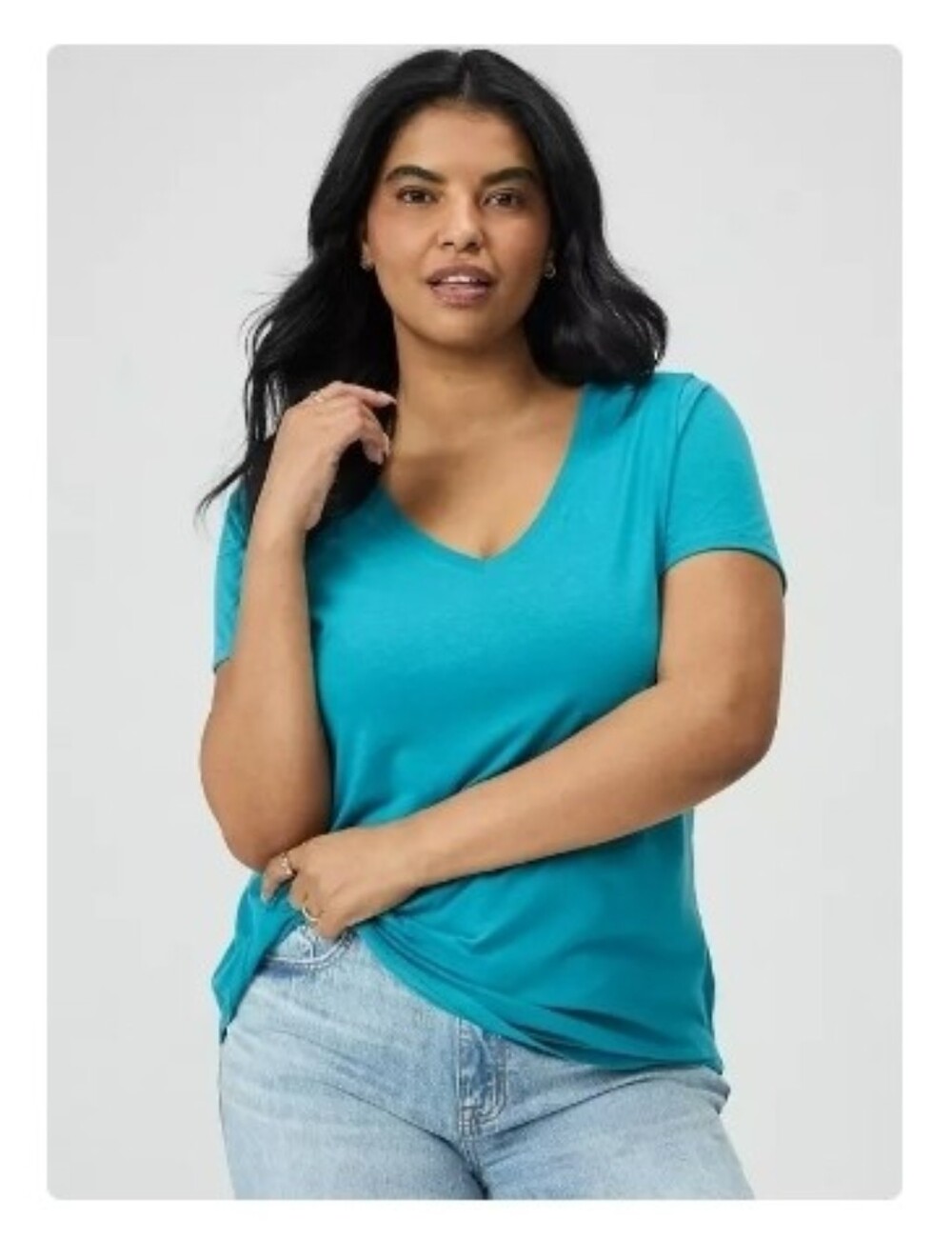 torrid Teal V-Neck Short Sleeve Tee